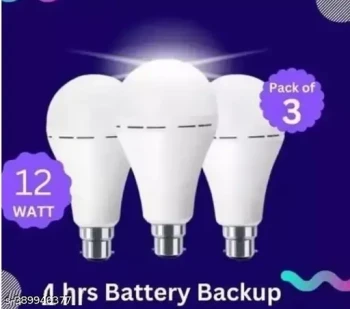 12W Inverter Rechargable LED bulb Pack of 3 (3 Lights)